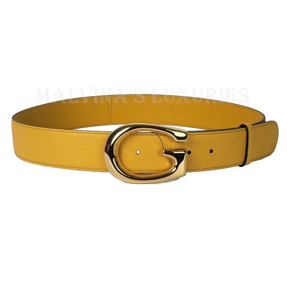 GUCCI BELT 709954 G LOGO BUCKLE TWO TONE LEATHER NEW - Picture 3 of 14